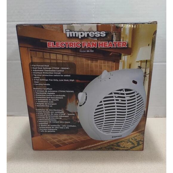 Impress Dual Setting Fan Heater with Adjustable Thermostat Model IM-701 Sealed - Picture 3 of 4